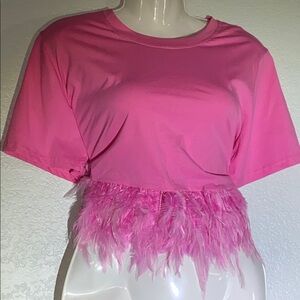 Balboa Los angeles pink feather crop top